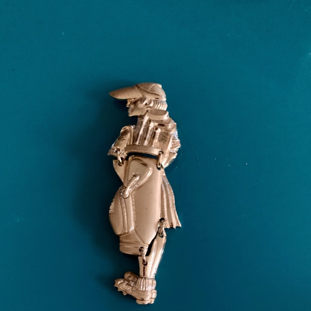 Don-Lin Articulated Lady Golfer Brooch/Pin - Gold Tone Lady Golfer 🏌️‍♀️⛳️